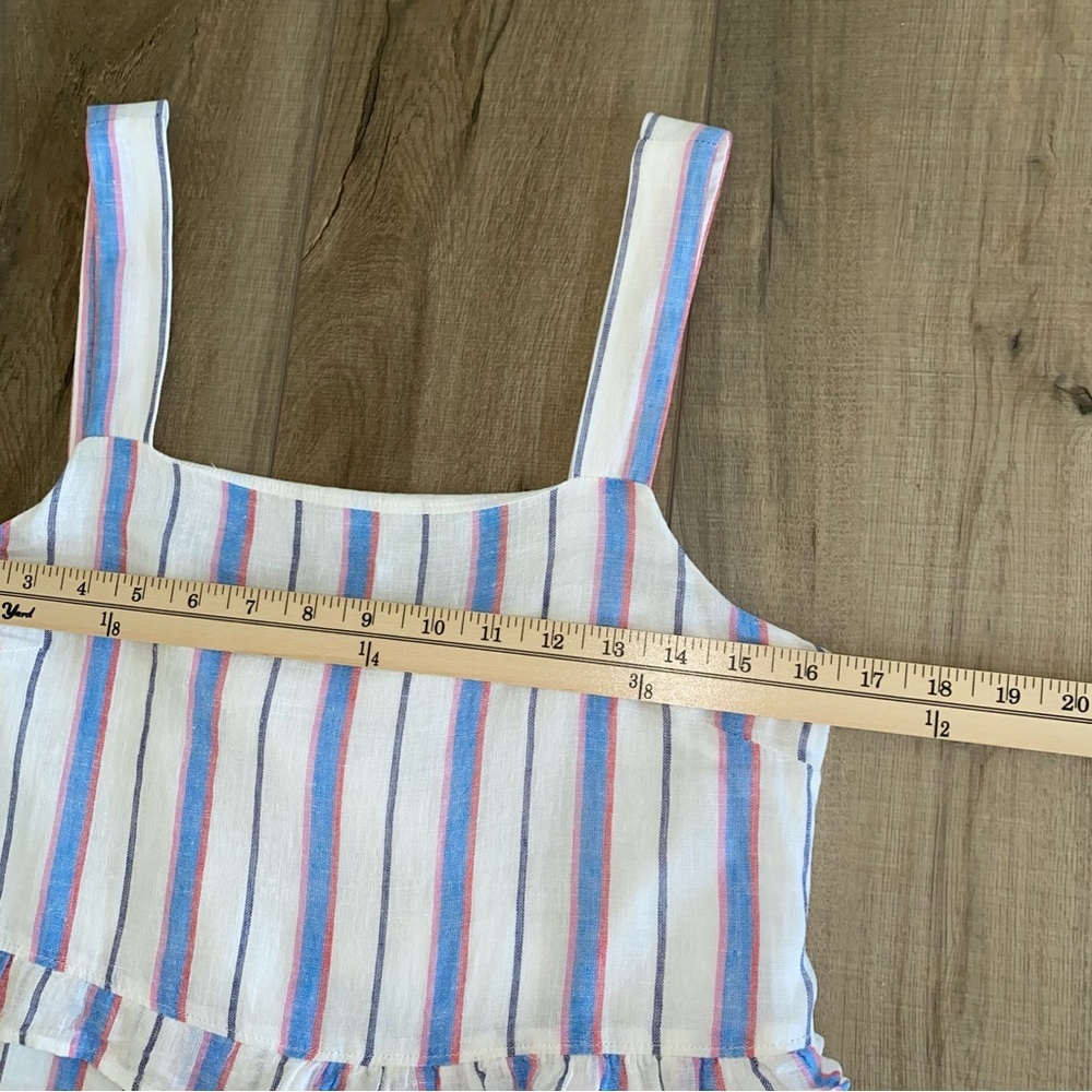 Rails Sandy Dress Tahiti Stripe Small Linen Blend Tiered Ruffle Coastal Travel - Picture 10 of 15